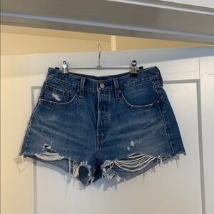 Levi's Blue Distressed Jean Shorts